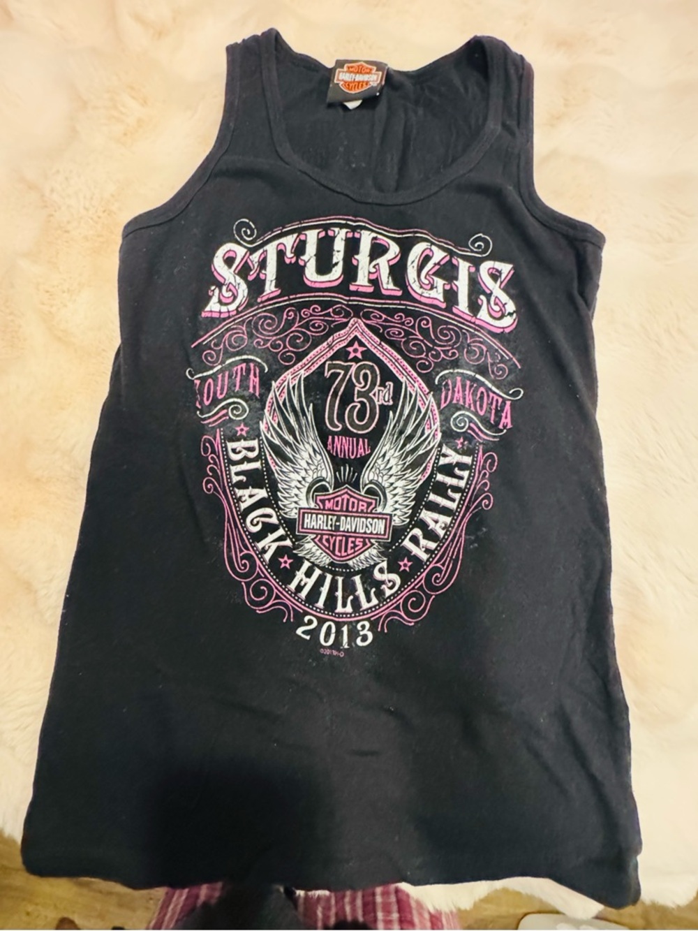 Harley-Davidson Black Tank with White Black Hills Crest